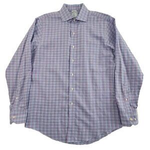 Brooks Brothers Regent Shirt Size 15 1/2 - 4/5 Purple Check Button-Down EUC Luxe